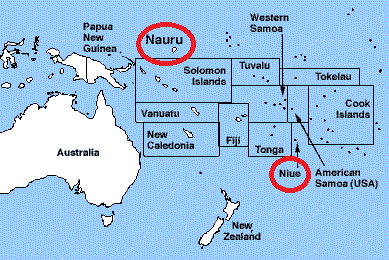 mapa nauru - niue