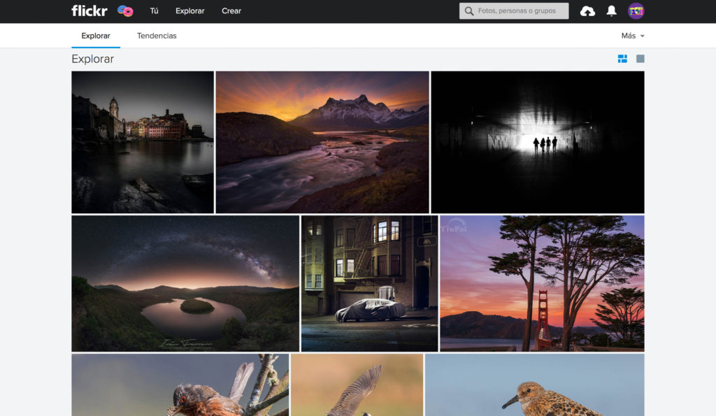 pantalla explorar portfolio online flikr