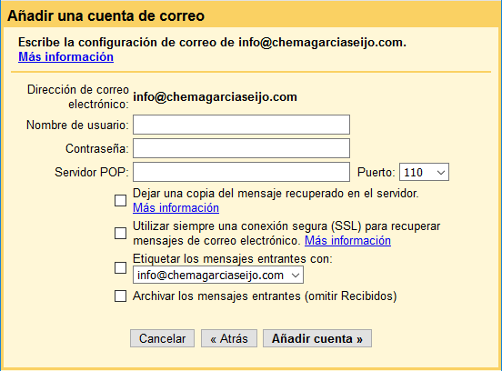 configuración del correo